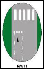 Pedestrian crossing ahead lines