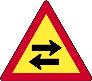 Two-way traffic crossroad